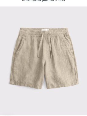 Abercrombie & Fitch boys Linen-Blend Drawstring Shorts in Light Khaki size 13/14